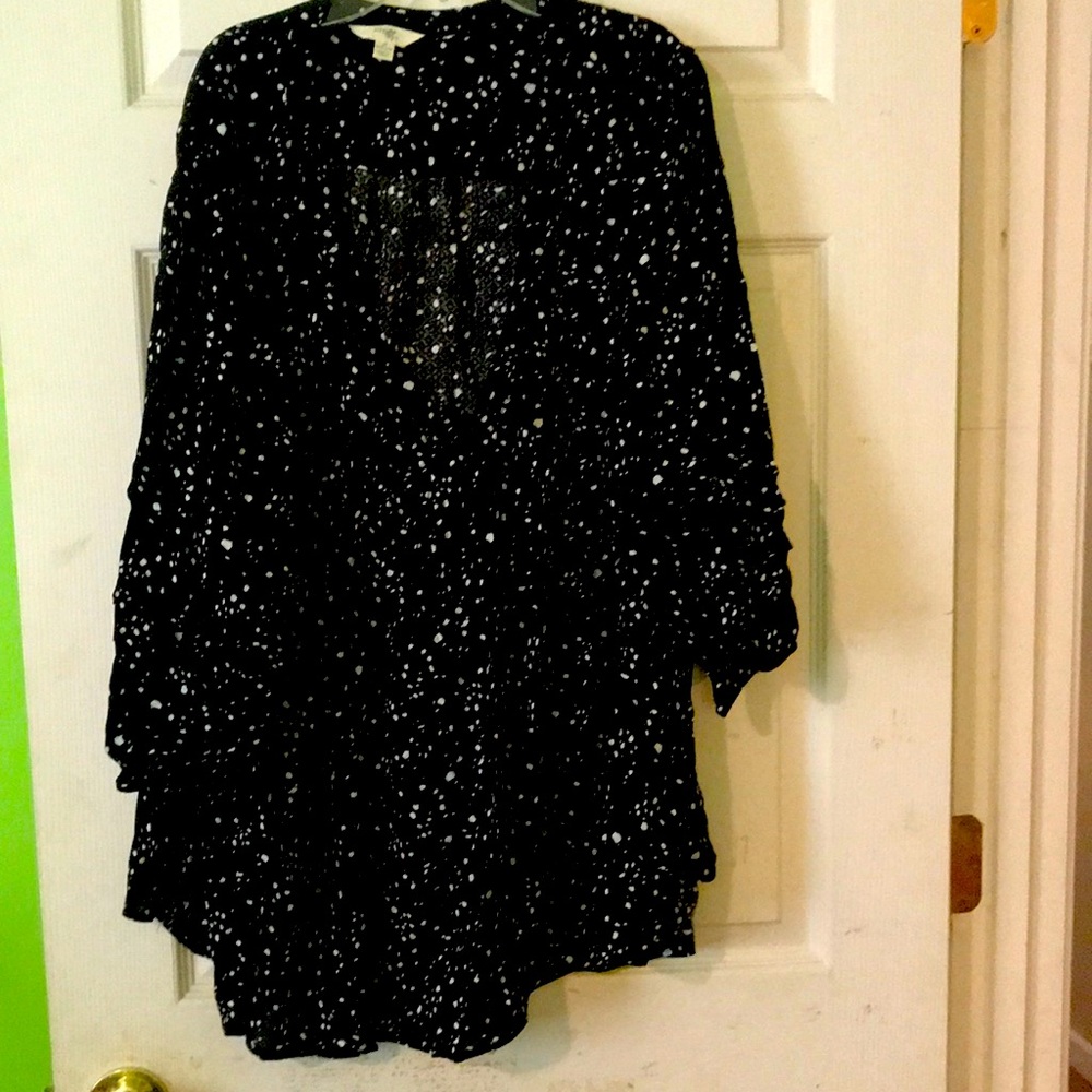 Black with white splotches blouse